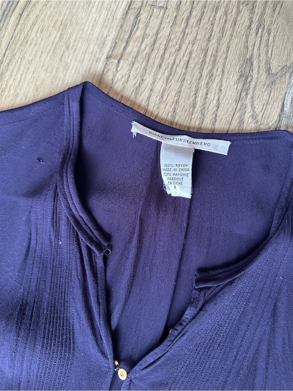 Diane Von Furstenberg Deep Purple Long Sleeve Tie-Waist Dress - Picture 4 of 11